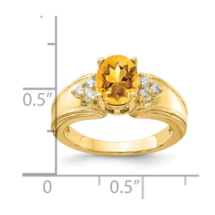 Goldia Rings 14K Yellow Gold 8x6mm Oval Citrine A Real Diamond ring