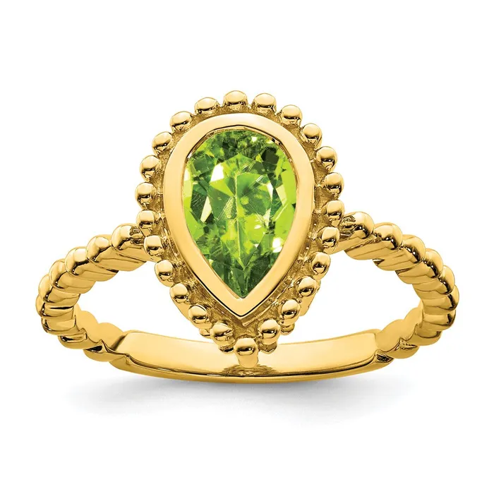 Goldia Rings 14K Yellow Gold Pear Peridot Ring