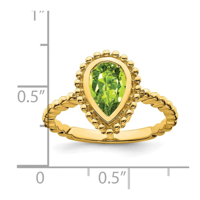 Goldia Rings 14K Yellow Gold Pear Peridot Ring