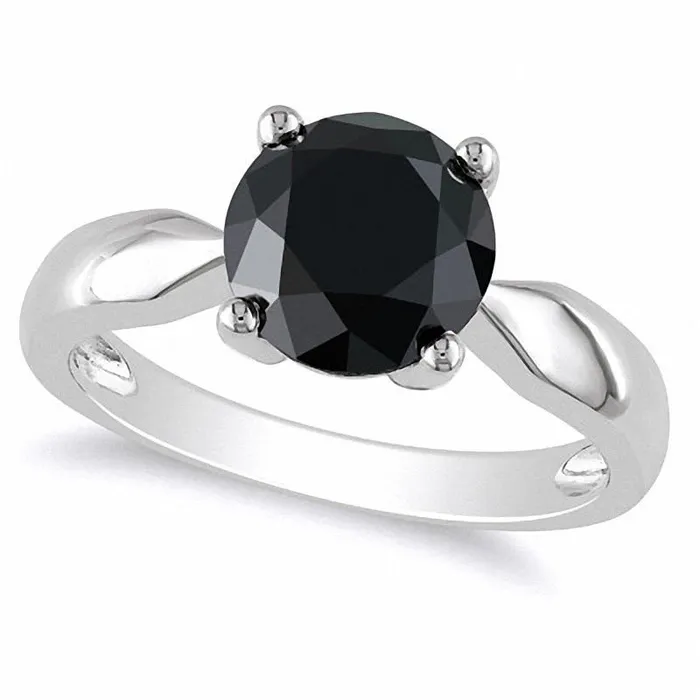 Goldia Rings 30 CT Enhanced Black Natural Clarity Enhanced Diamond Solitaire Ring in Solid 10K White Gold Goldia Rings 30 CT Enhanced Black Natural Clarity Enhanced Diamond Solitaire Ring in Solid 10K White Gold