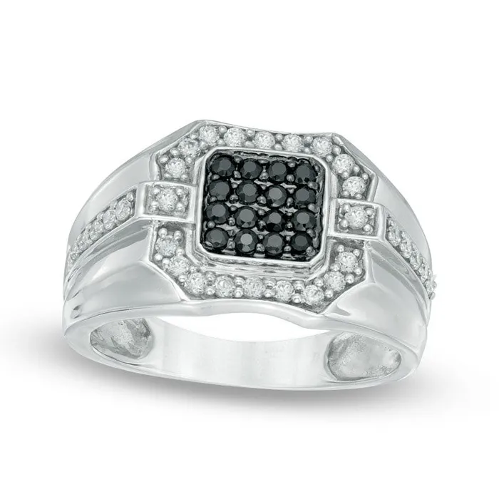 Goldia Rings Mens 075 CT TW Enhanced Black and White Natural Diamond Square Composite Ring in Sterling Silver Goldia Rings Mens 075 CT TW Enhanced Black and White Natural Diamond Square Composite Ring in Sterling Silver