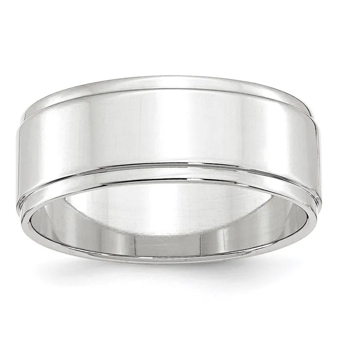 Goldia Rings Solid 10K White Gold 8mm Flat with Step Edge MensWomens Wedding Band Ring Size 9 Goldia Rings Solid 10K White Gold 8mm Flat with Step Edge MensWomens Wedding Band Ring Size 9