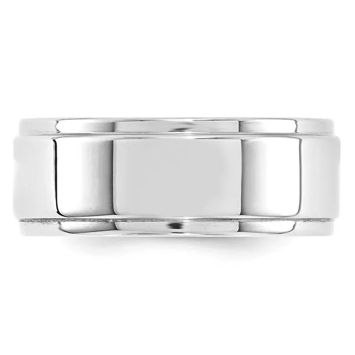 Goldia Rings Solid 10K White Gold 8mm Flat with Step Edge MensWomens Wedding Band Ring Size 9 Goldia Rings Solid 10K White Gold 8mm Flat with Step Edge MensWomens Wedding Band Ring Size 9