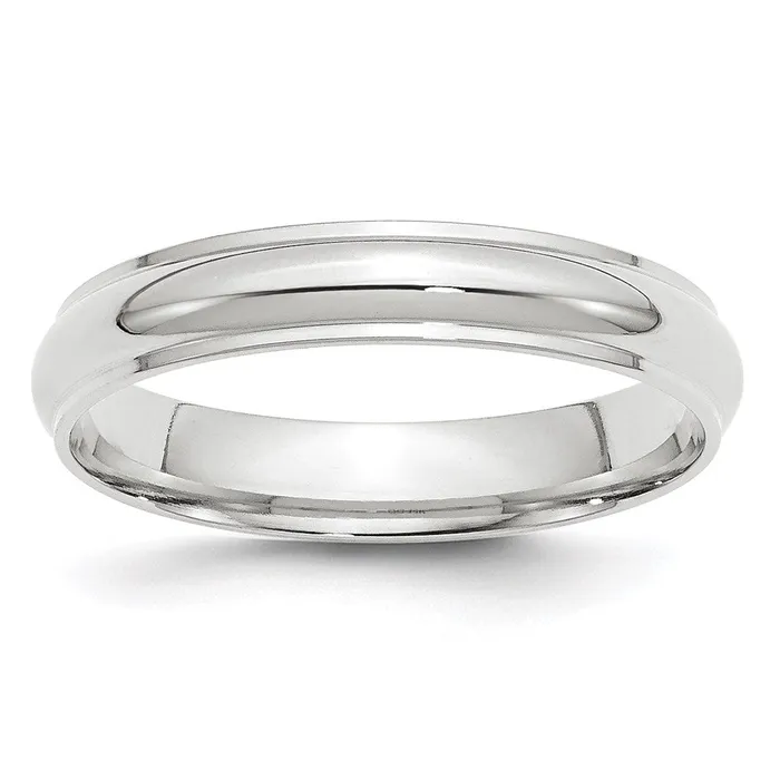 Goldia Rings Solid 14K White Gold 4mm Half Round with Edge MensWomens Wedding Band Ring Size 8 Goldia Rings Solid 14K White Gold 4mm Half Round with Edge MensWomens Wedding Band Ring Size 8