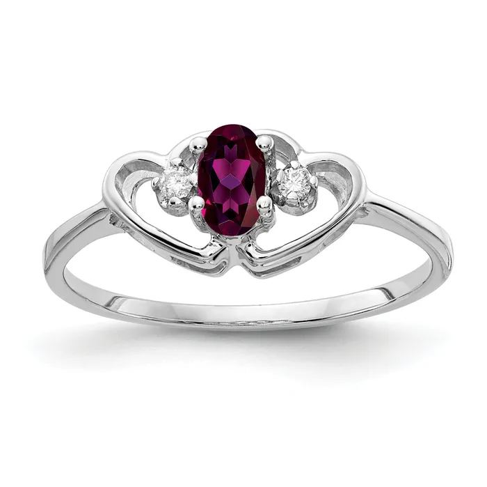 Goldia Rings Solid 14k White Gold 5x3mm Oval Rhodolite Simulated Garnet VS CZ Ring Goldia Rings Solid 14k White Gold 5x3mm Oval Rhodolite Simulated Garnet VS CZ Ring