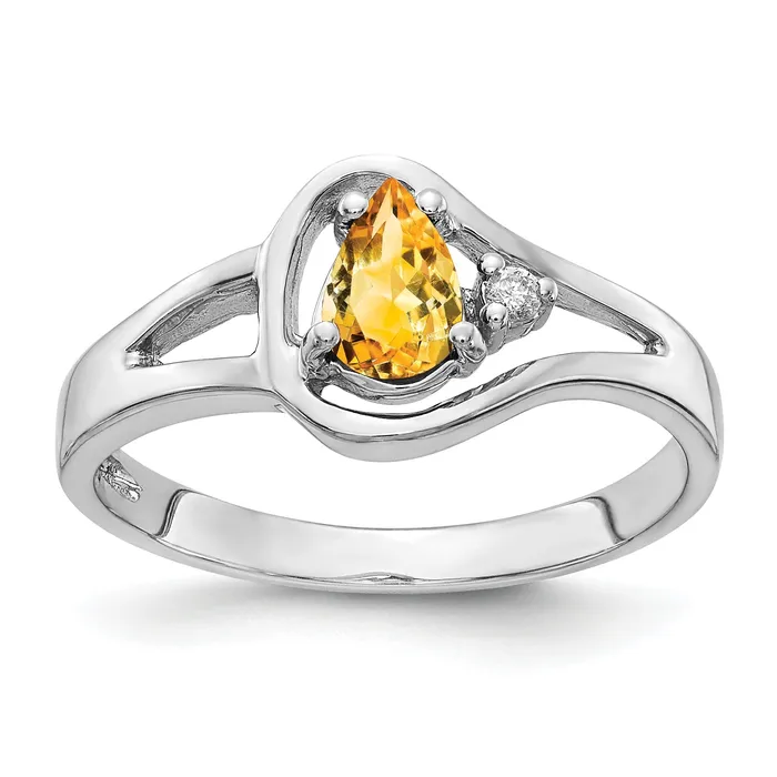Goldia Rings Solid 14k White Gold 6x4mm Pear Simulated Citrine AAA CZ Ring Goldia Rings Solid 14k White Gold 6x4mm Pear Simulated Citrine AAA CZ Ring