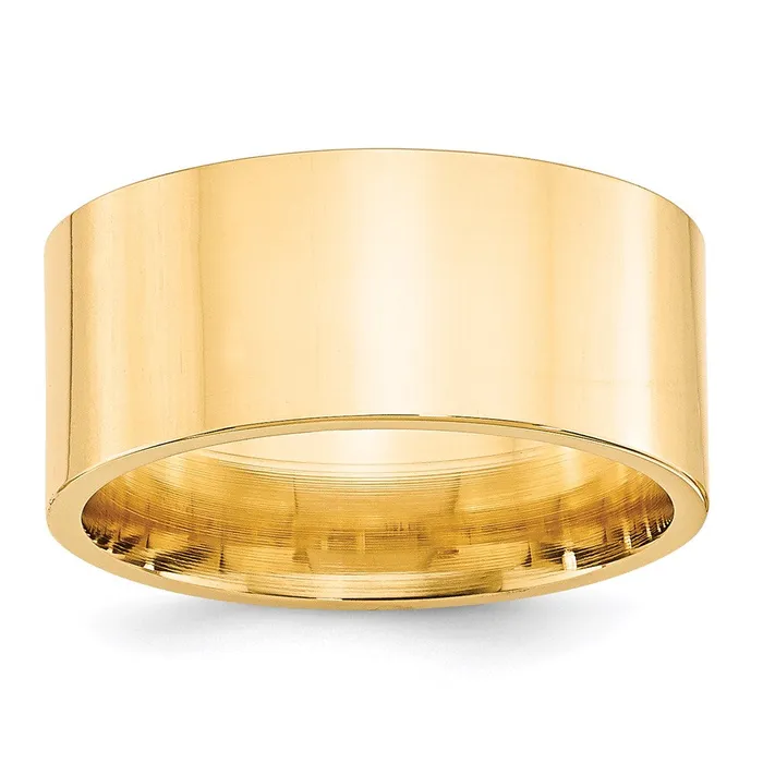 Goldia Rings Solid 14K Yellow Gold 10mm Standard Flat Comfort Fit MensWomens Wedding Band Ring Size 135