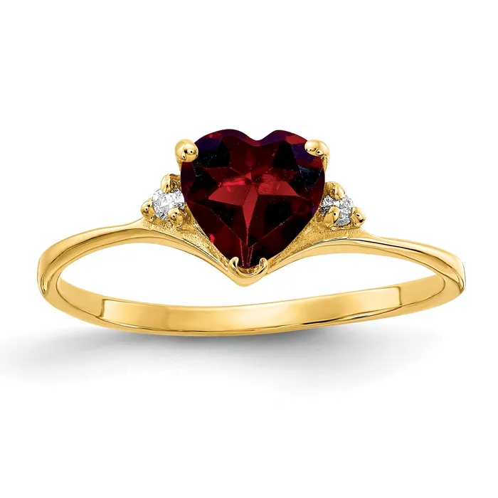 Goldia Rings Solid 14k Yellow Gold 6mm Heart Simulated Garnet AA CZ Ring