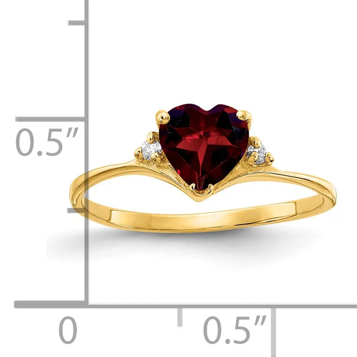 Goldia Rings Solid 14k Yellow Gold 6mm Heart Simulated Garnet AA CZ Ring