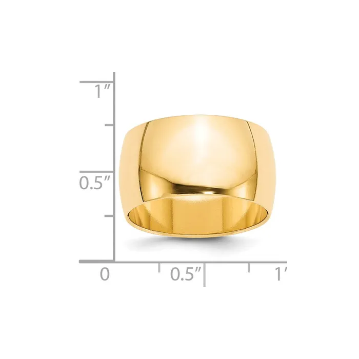 Goldia Rings Solid 18K Yellow Gold 12mm Half Round MensWomens Wedding Band Ring Size 65 Goldia Rings Solid 18K Yellow Gold 12mm Half Round MensWomens Wedding Band Ring Size 65