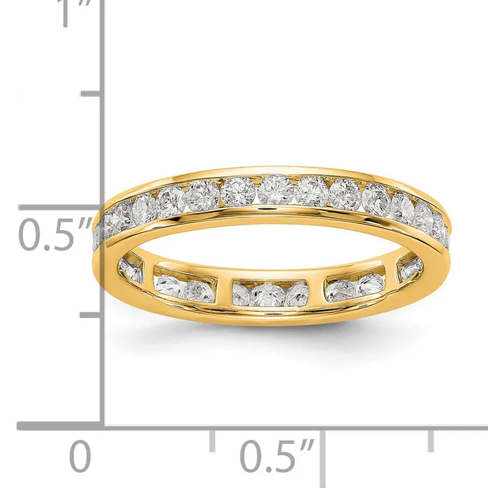 Goldia Rings Solid Real 14k Polished 1ct Channel Set CZ Eternity Wedding Band Ring