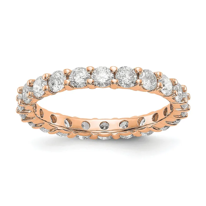 Goldia Rings Solid Real 14k Rose Gold Polished Shared Prong 2ct CZ Eternity Wedding Band Ring Goldia Rings Solid Real 14k Rose Gold Polished Shared Prong 2ct CZ Eternity Wedding Band Ring