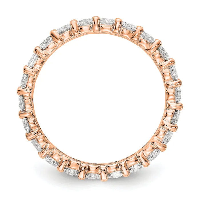 Goldia Rings Solid Real 14k Rose Gold Polished Shared Prong 2ct CZ Eternity Wedding Band Ring