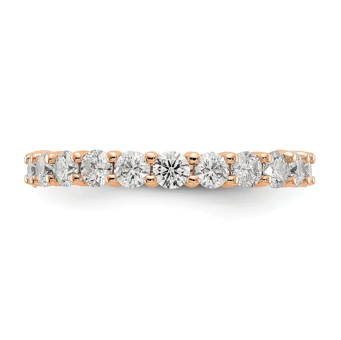 Goldia Rings Solid Real 14k Rose Gold Polished Shared Prong 2ct CZ Eternity Wedding Band Ring