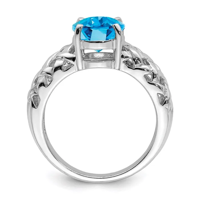 Goldia Rings Sterling Silver Rhodium Blue Topaz Ring