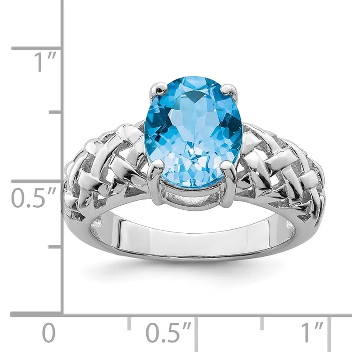 Goldia Rings Sterling Silver Rhodium Blue Topaz Ring