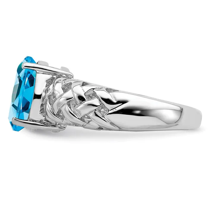 Goldia Rings Sterling Silver Rhodium Blue Topaz Ring