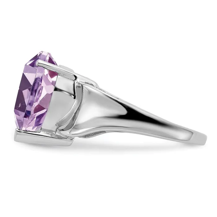 Goldia Rings Sterling Silver Rhodium Heart Shaped Pink Quartz Ring