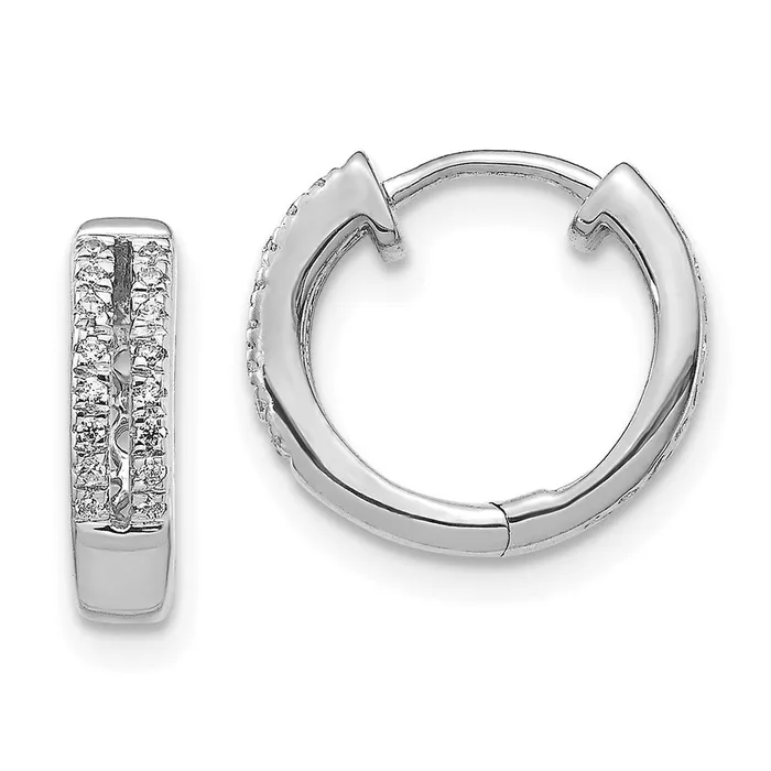 Goldia Solid 14k White Gold Simulated CZ Hinged Round Hoop Earrings Earrings Goldia Solid 14k White Gold Simulated CZ Hinged Round Hoop Earrings Earrings