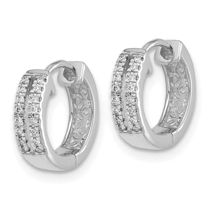 Goldia Solid 14k White Gold Simulated CZ Hinged Round Hoop Earrings Earrings Goldia Solid 14k White Gold Simulated CZ Hinged Round Hoop Earrings Earrings