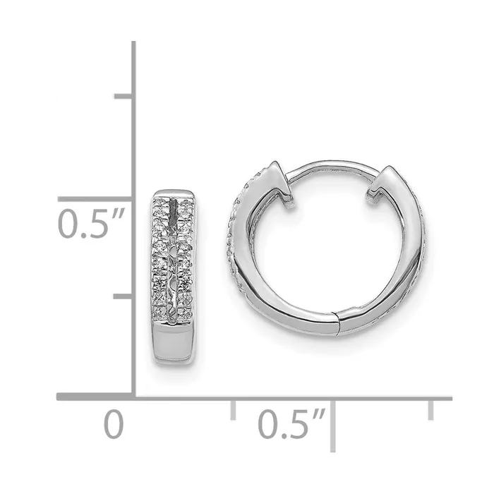 Goldia Solid 14k White Gold Simulated CZ Hinged Round Hoop Earrings Earrings Goldia Solid 14k White Gold Simulated CZ Hinged Round Hoop Earrings Earrings