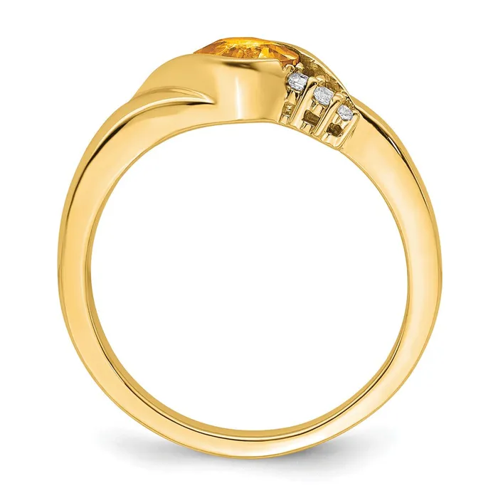 Goldia Solid 14k Yellow Gold Simulated Citrine and CZ Ring Rings