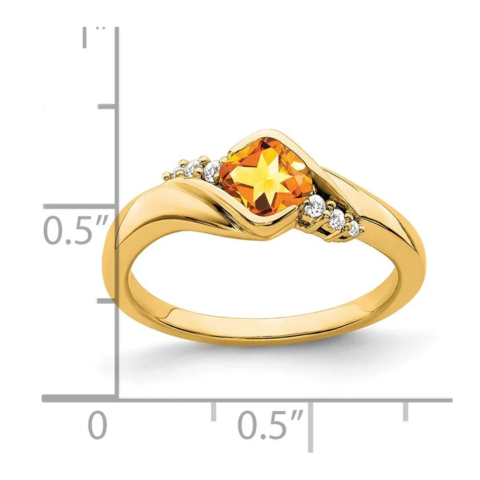 Goldia Solid 14k Yellow Gold Simulated Citrine and CZ Ring Rings