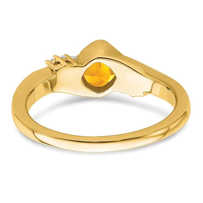 Goldia Solid 14k Yellow Gold Simulated Citrine and CZ Ring Rings