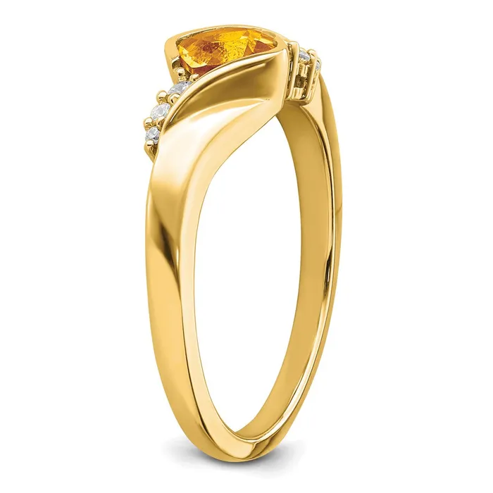 Goldia Solid 14k Yellow Gold Simulated Citrine and CZ Ring Rings