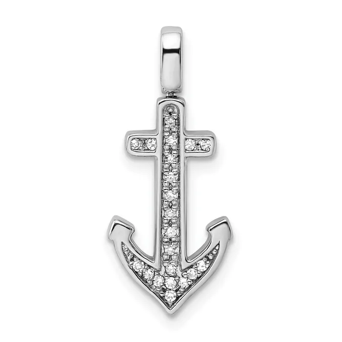 Goldia Sterling Silver Rhodium 02ct Blk u0026Wht Dia Reversible Anchor Pendant Necklaces Goldia Sterling Silver Rhodium 02ct Blk u0026Wht Dia Reversible Anchor Pendant Necklaces