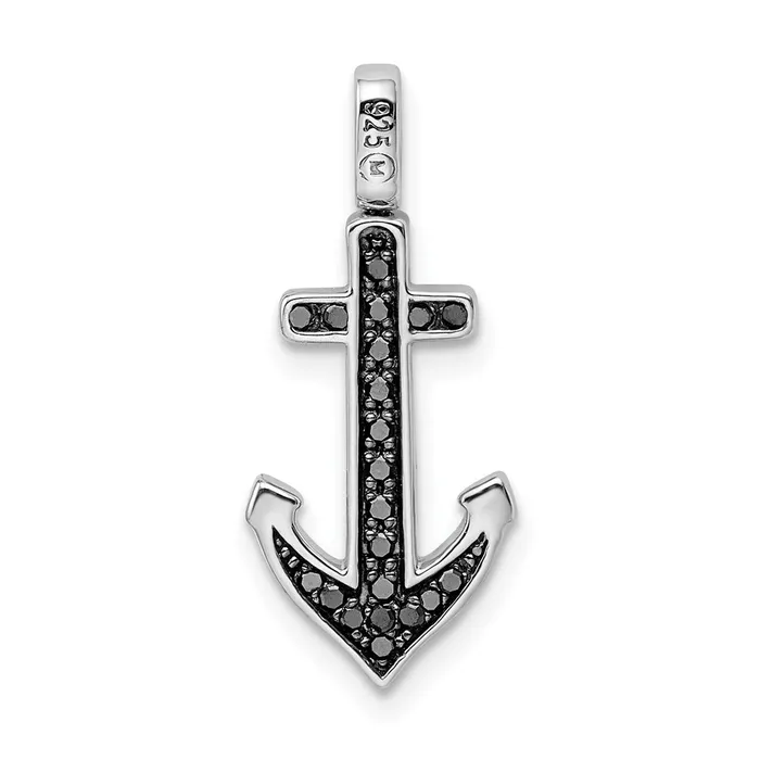 Goldia Sterling Silver Rhodium 02ct Blk u0026Wht Dia Reversible Anchor Pendant Necklaces