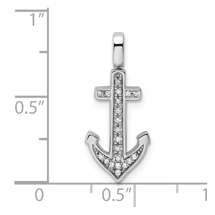 Goldia Sterling Silver Rhodium 02ct Blk u0026Wht Dia Reversible Anchor Pendant Necklaces