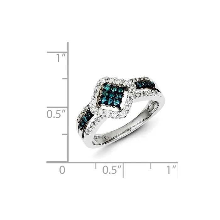 Goldia Sterling Silver White u0026 Blue Diamond Cluster Ring Rings