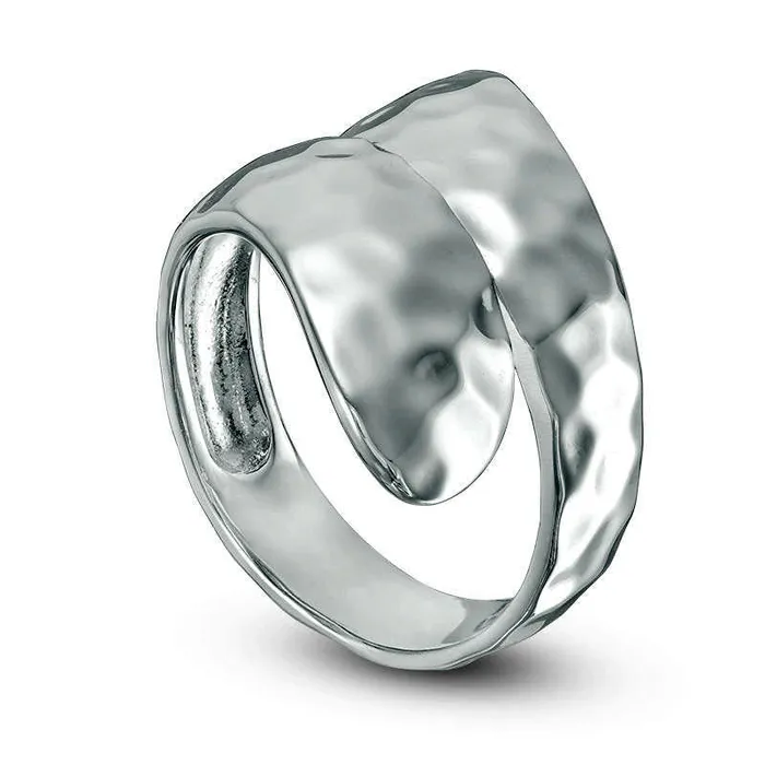 Hammered Bypass Wrap Ring in Sterling Silver Goldia Rings Hammered Bypass Wrap Ring in Sterling Silver Goldia Rings