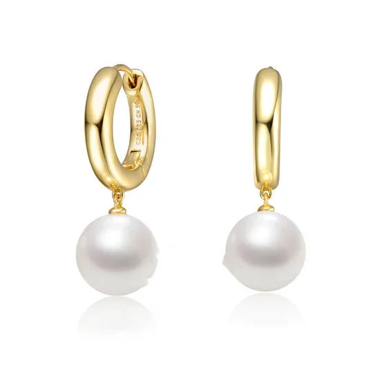JMS always Earrings Original Megan Walford Sterling Silver 14k Yellow Gold Plated White Pearl Drop Huggie Hoop Earrings JMS always Earrings Original Megan Walford Sterling Silver 14k Yellow Gold Plated White Pearl Drop Huggie Hoop Earrings