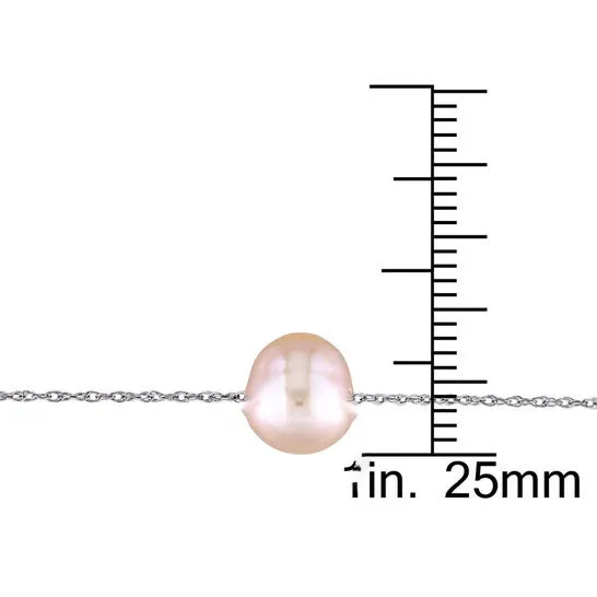 JMS always Necklaces Original AMOUR 7 8 Mm Pink Cultured Freshwater Pearl Tin Cup Necklace On 10K White Gold JMS always Necklaces Original AMOUR 7 8 Mm Pink Cultured Freshwater Pearl Tin Cup Necklace On 10K White Gold