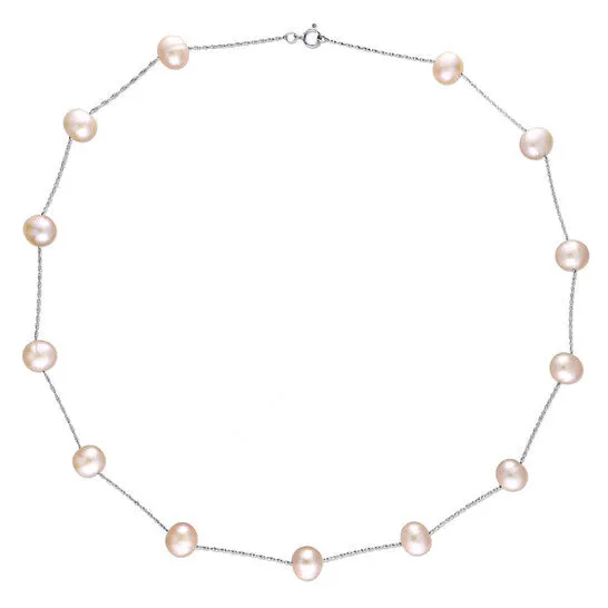 JMS always Necklaces Original AMOUR 7 8 Mm Pink Cultured Freshwater Pearl Tin Cup Necklace On 10K White Gold JMS always Necklaces Original AMOUR 7 8 Mm Pink Cultured Freshwater Pearl Tin Cup Necklace On 10K White Gold