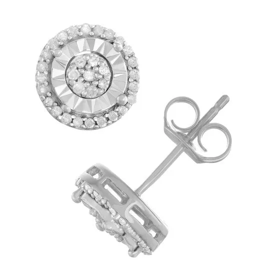 JMS always Original DiamondMuse 025 cttw Diamond Womens Cluster Stud Earring in Miracle Plate Sterling Silver IJ I2I3 Earrings JMS always Original DiamondMuse 025 cttw Diamond Womens Cluster Stud Earring in Miracle Plate Sterling Silver IJ I2I3 Earrings