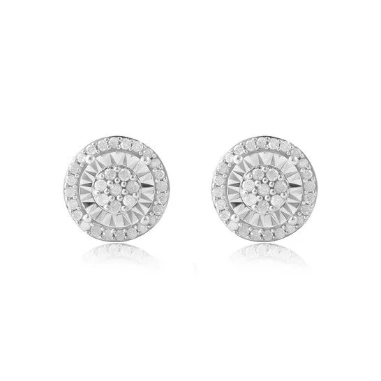 JMS always Original DiamondMuse 025 cttw Diamond Womens Cluster Stud Earring in Miracle Plate Sterling Silver IJ I2I3 Earrings JMS always Original DiamondMuse 025 cttw Diamond Womens Cluster Stud Earring in Miracle Plate Sterling Silver IJ I2I3 Earrings