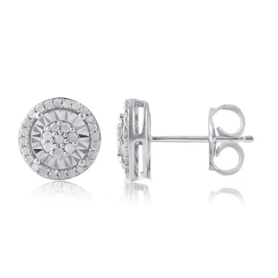 JMS always Original DiamondMuse 025 cttw Diamond Womens Cluster Stud Earring in Miracle Plate Sterling Silver IJ I2I3 Earrings JMS always Original DiamondMuse 025 cttw Diamond Womens Cluster Stud Earring in Miracle Plate Sterling Silver IJ I2I3 Earrings