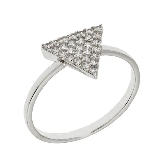 JMS always Rings Original Elegant Confetti Womens 18K White Gold Plated CZ Simulated Diamond Pave Stackable Triangle Ring JMS always Rings Original Elegant Confetti Womens 18K White Gold Plated CZ Simulated Diamond Pave Stackable Triangle Ring