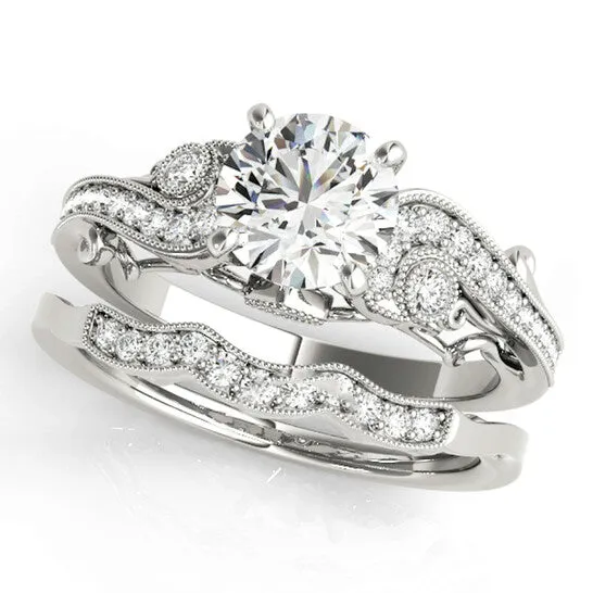 JMS always Rings Original Maulijewels 14K White Gold 060 Carat Halo Diamond Engagement Bridal Ring Set JMS always Rings Original Maulijewels 14K White Gold 060 Carat Halo Diamond Engagement Bridal Ring Set