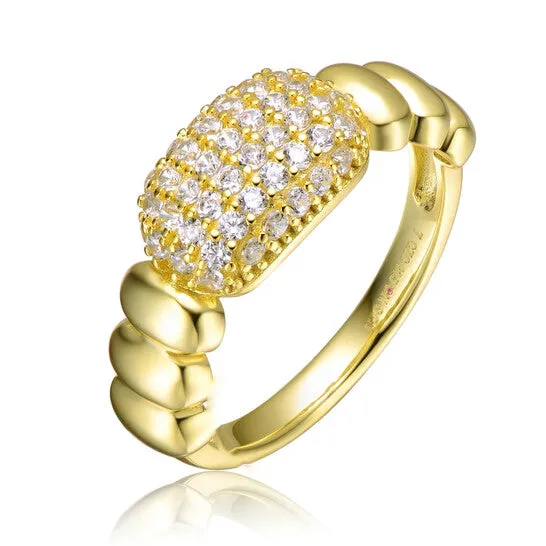 JMS always Rings Original Megan Walford Sterling Silver 14k Yellow Gold Plated with Cubic Zirconia Pave Scalloped Ring JMS always Rings Original Megan Walford Sterling Silver 14k Yellow Gold Plated with Cubic Zirconia Pave Scalloped Ring
