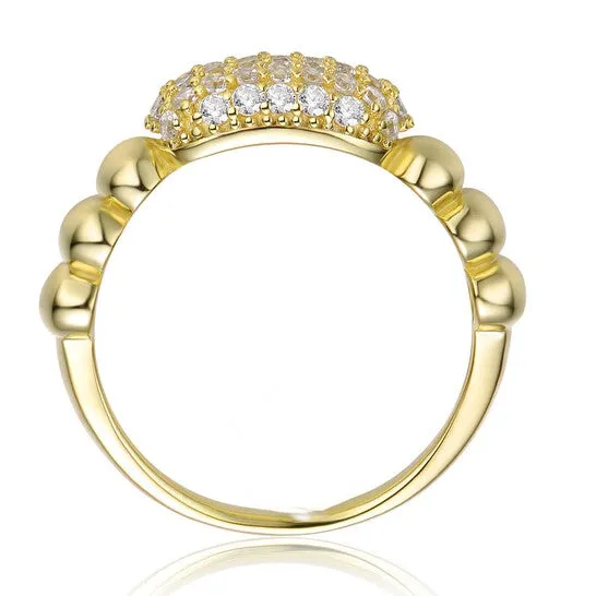 JMS always Rings Original Megan Walford Sterling Silver 14k Yellow Gold Plated with Cubic Zirconia Pave Scalloped Ring JMS always Rings Original Megan Walford Sterling Silver 14k Yellow Gold Plated with Cubic Zirconia Pave Scalloped Ring