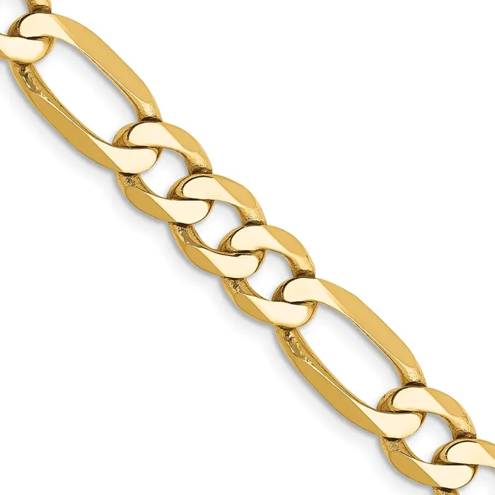 MDS Necklaces Solid 14K Yellow Gold 26 inch 7mm Flat Figaro with Lobster Clasp Chain Necklace MDS Necklaces Solid 14K Yellow Gold 26 inch 7mm Flat Figaro with Lobster Clasp Chain Necklace