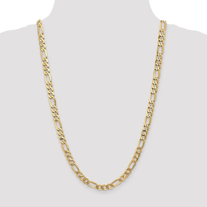 MDS Necklaces Solid 14K Yellow Gold 26 inch 7mm Flat Figaro with Lobster Clasp Chain Necklace MDS Necklaces Solid 14K Yellow Gold 26 inch 7mm Flat Figaro with Lobster Clasp Chain Necklace