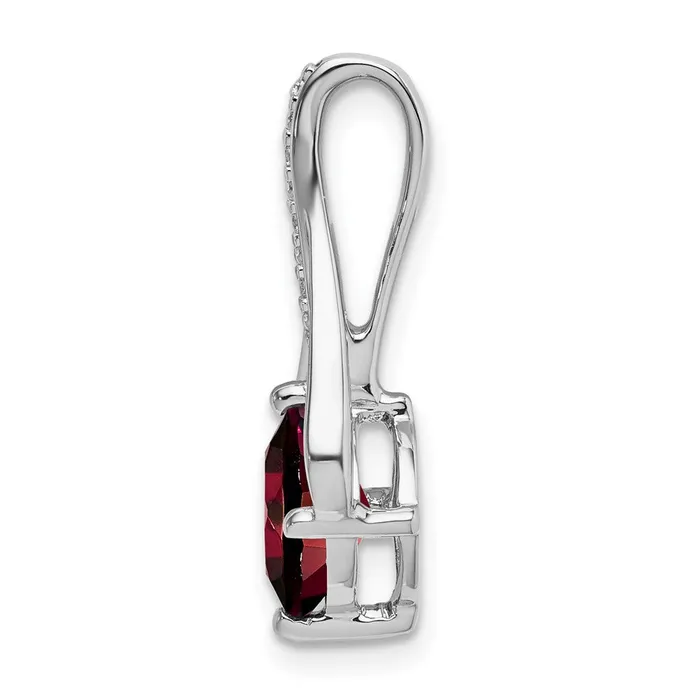 Necklaces 14k White Gold Garnet and Real Diamond Pendant Goldia