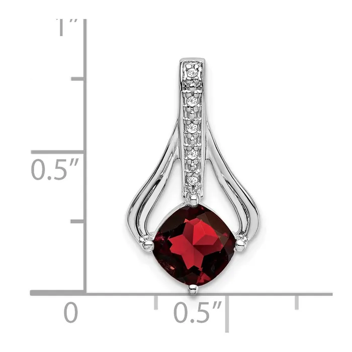 Necklaces 14k White Gold Garnet and Real Diamond Pendant Goldia