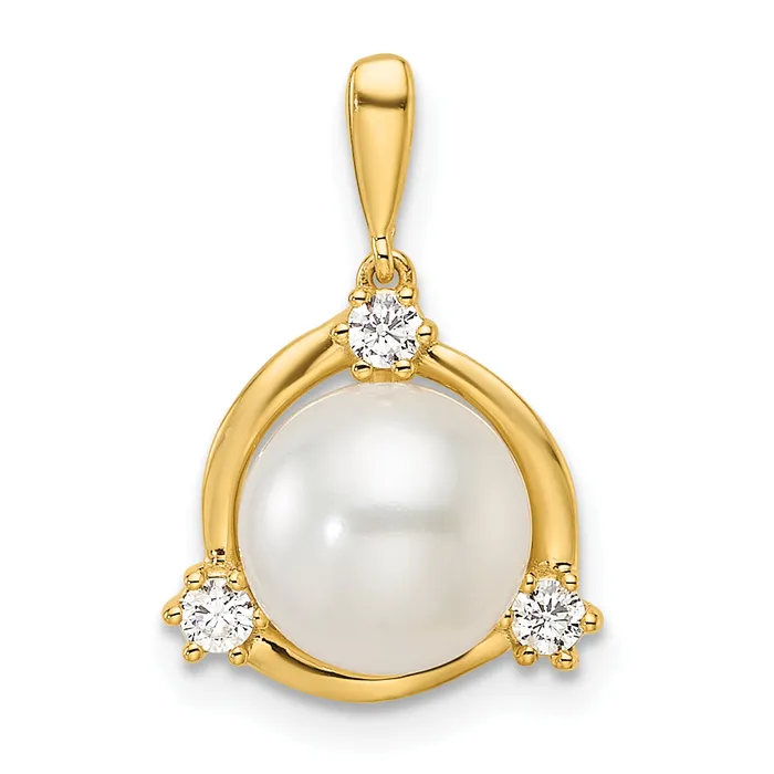 Necklaces 14k Yellow Gold 18 Ct Lab Grown Diamond VSSI G and 800 mm Round Freshwater Cultured Pearl Pendant Goldia Necklaces 14k Yellow Gold 18 Ct Lab Grown Diamond VSSI G and 800 mm Round Freshwater Cultured Pearl Pendant Goldia