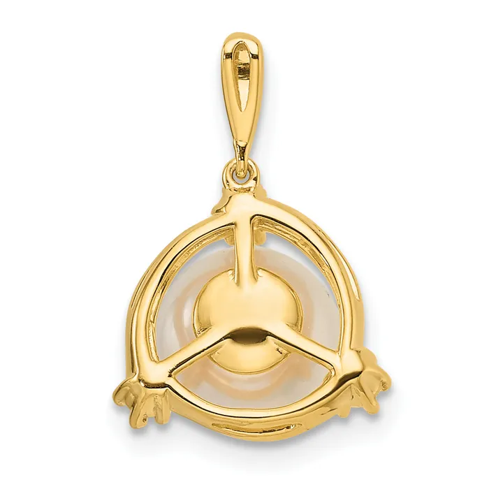 Necklaces 14k Yellow Gold 18 Ct Lab Grown Diamond VSSI G and 800 mm Round Freshwater Cultured Pearl Pendant Goldia